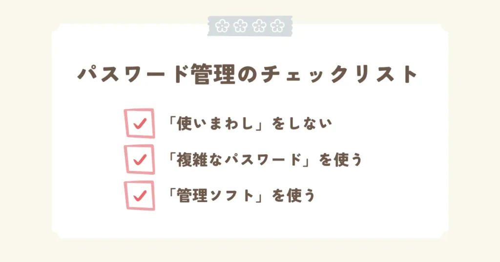 パスワード管理のチェックリスト